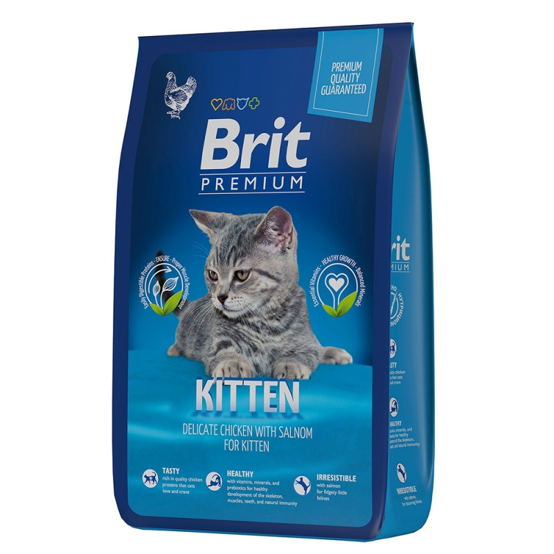 Brit Premium Kitten Корм с курицей и лососем в соусе для котят 