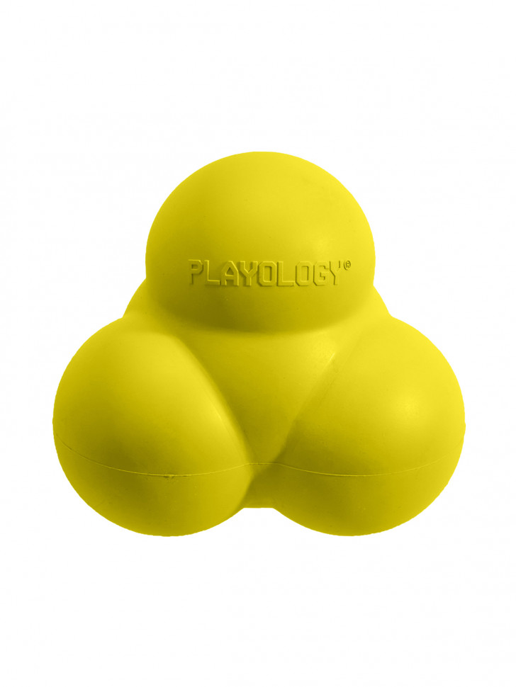 Playology жевательный тройной мяч SQUEAKY BOUNCE BALL для собак средних и крупных пород с пищалкой и с ароматом курицы, цвет желтый