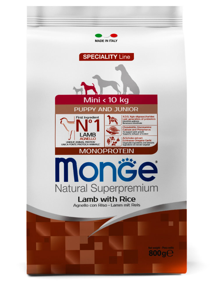 Monge Dog Speciality Mini корм для щенков мелких пород ягненок с рисом и картофелем 