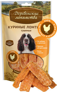 Деревенские лакомства Куриные ломтики сушеные для собак (100% мясо) 