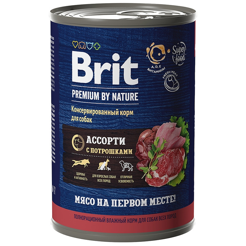 Brit Premium by Nature Мясное ассорти с потрошками для собак 410 гр