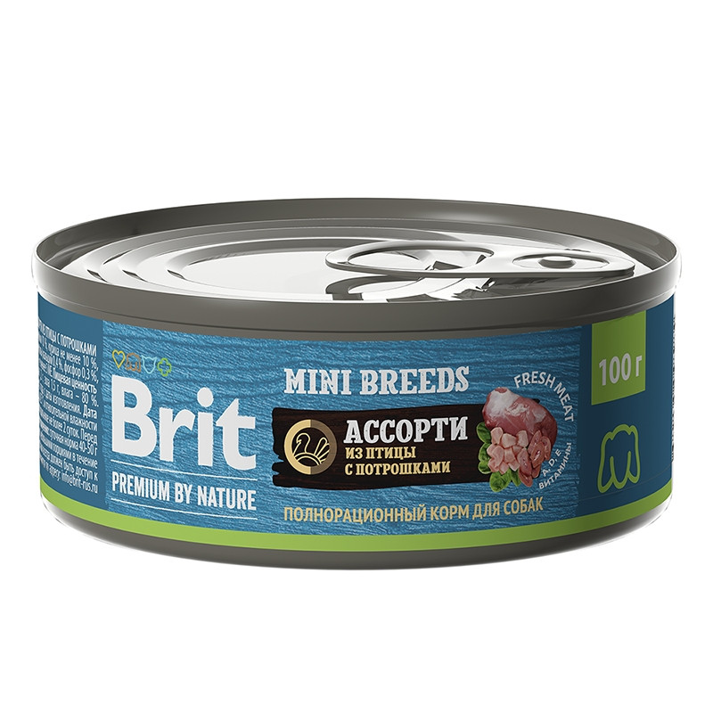 Brit Premium by Nature Ассорти из птицы с потрошками для собак мелких пород 100 гр
