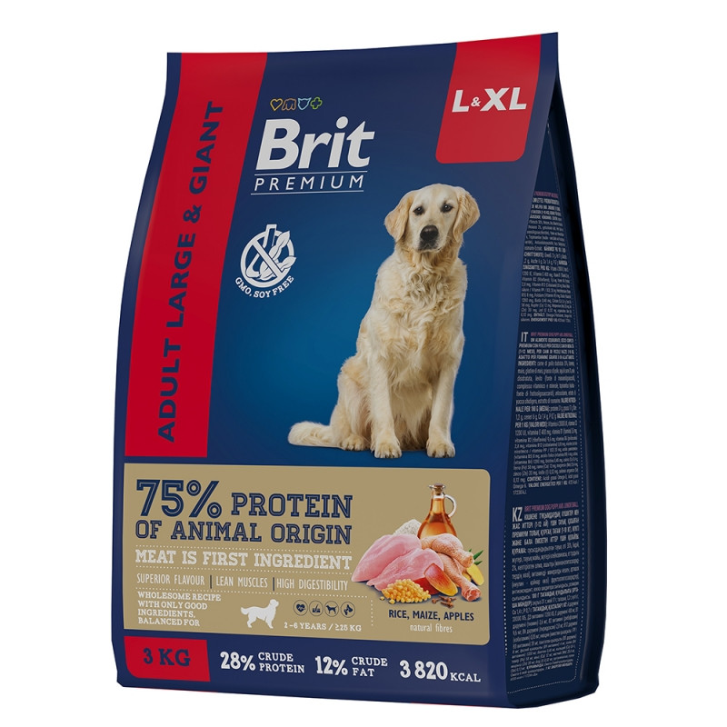 Brit Premium Dog Adult Large+XL с курицей для взрослых собак крупных пород и гигантских пород (25 – 90 кг)