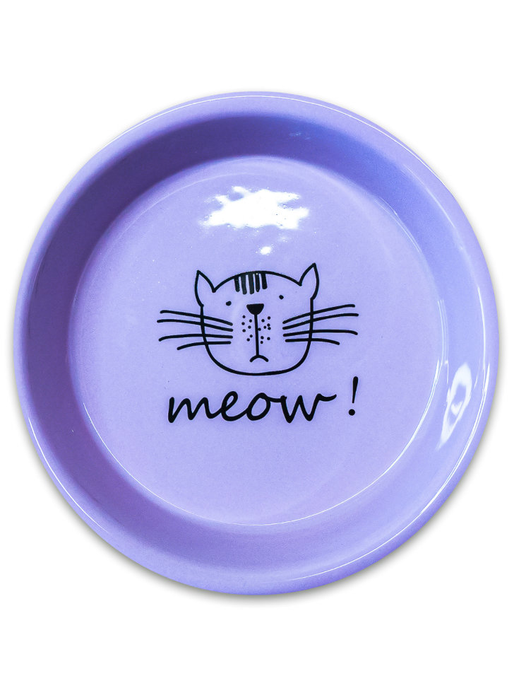 Миска Mr.Kranch керамическая для кошек MEOW! 200 мл сиреневая