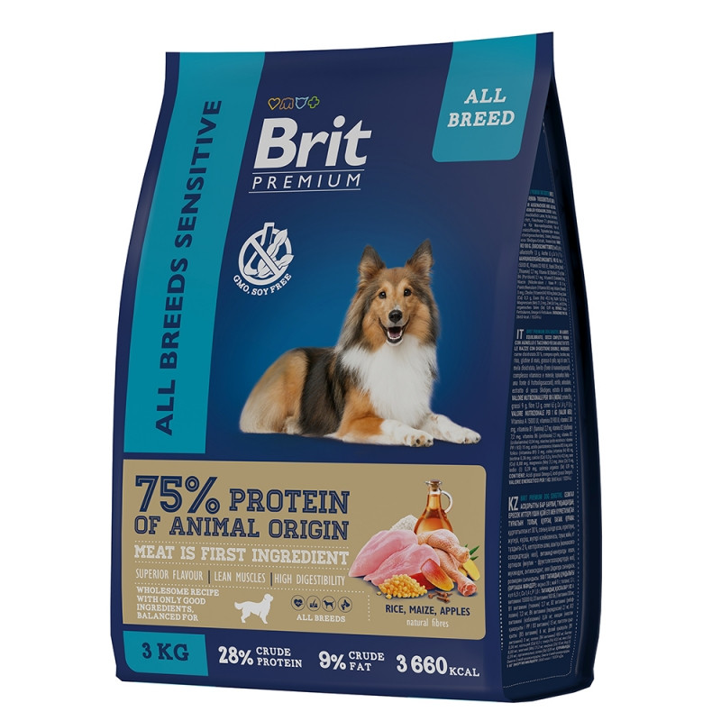 Brit Premium Dog  Sensitive с ягненком и индейкой для взрослых собак всех пород с чувствительным пищеварением