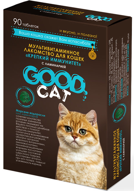 Good Cat Мультивитаминное лакомство для кошек Крепкий иммунитет 90таб