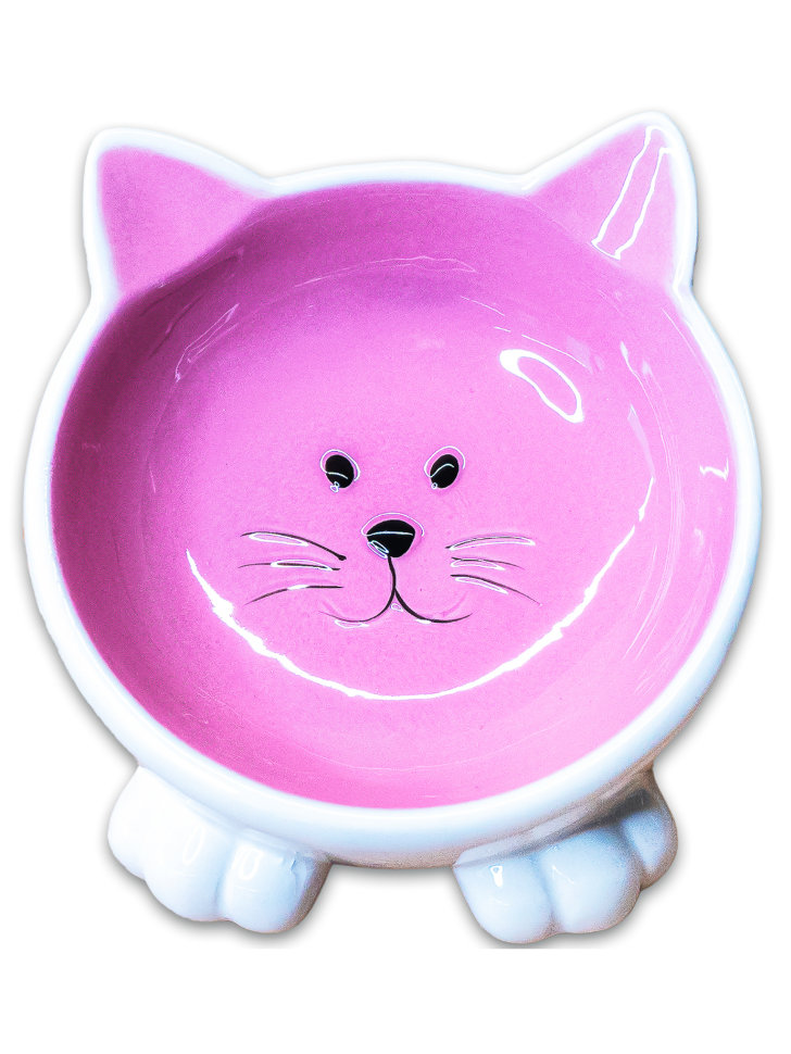 Миска Mr.Kranch керамическая Мордочка кошки на ножках 100 мл розовая