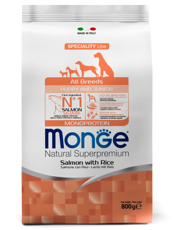 Monge Dog Speciality Puppy&Junior корм для щенков всех пород лосось с рисом