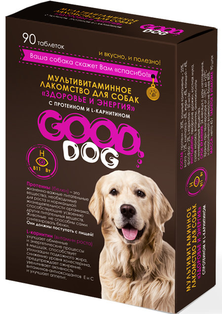 Good Dog Мультивитаминное лакомство для собак Здоровье и энергия 90таб 