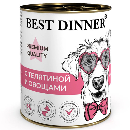 Best Dinner Premium Рубленое мясо с телятиной и овощами Меню №4 для собак 340 гр