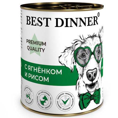 Best Dinner Premium Рубленое мясо с ягненком и рисом Меню №5 для собак 340 гр