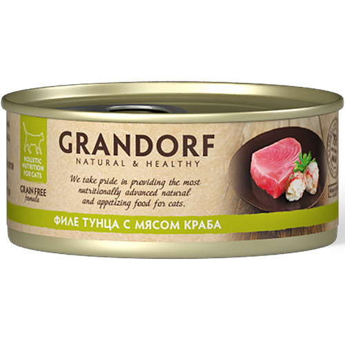 Grandorf Филе тунца с крабом в собственном соку для кошек 70 гр
