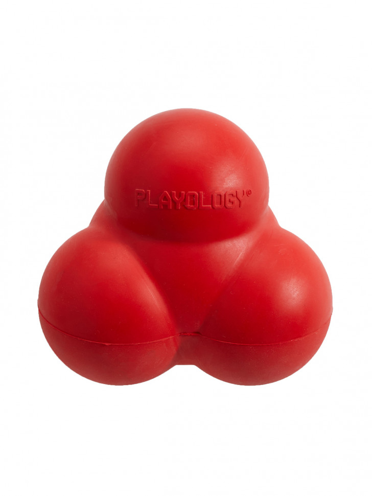 Playology жевательный тройной мяч SQUEAKY BOUNCE BALL для собак средних и крупных пород с пищалкой и с ароматом говядины, цвет красный