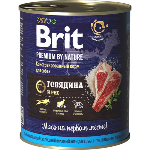 Brit Premium by Nature Говядина с рисом для собак 850 гр