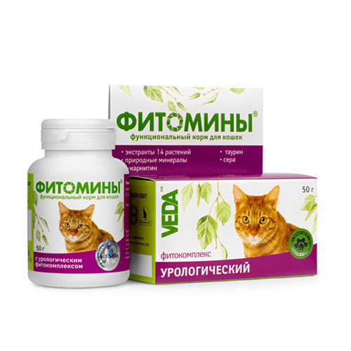 Фитомины для кошек Урологический фитокомплекс 50гр/100таб