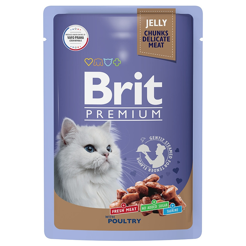 Brit Premium Jelly Кусочки в желе Ассорти из птицы для кошек 85 гр