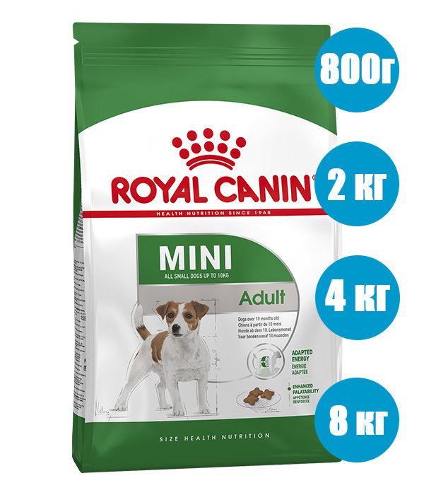 Royal Canin Mini Adult для взрослых собак малых пород: до 10 кг, 10 мес. - 8 лет,