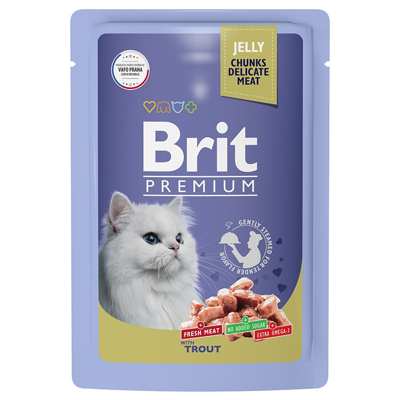 Brit Premium Jelly Кусочки с форелью в желе для кошек 85 гр
