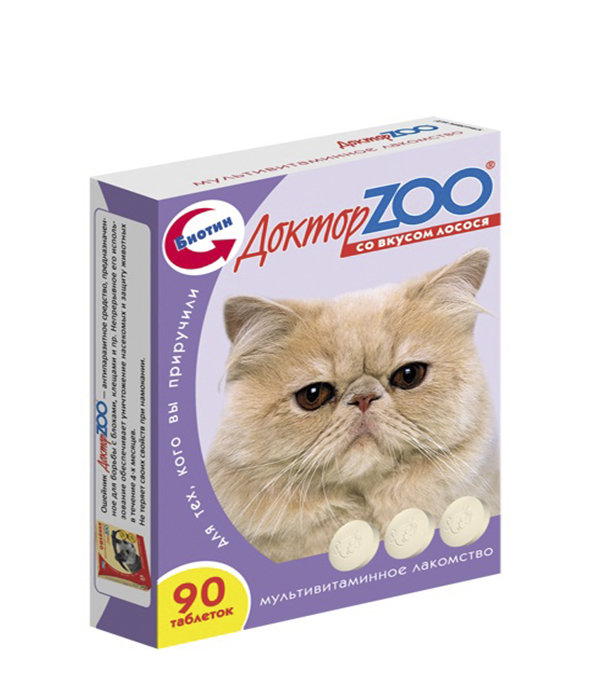 Купить Доктор ZOO Витамины для кошек Лосось 90таб по цене 160 ₽ в интернет  магазине Котолайк