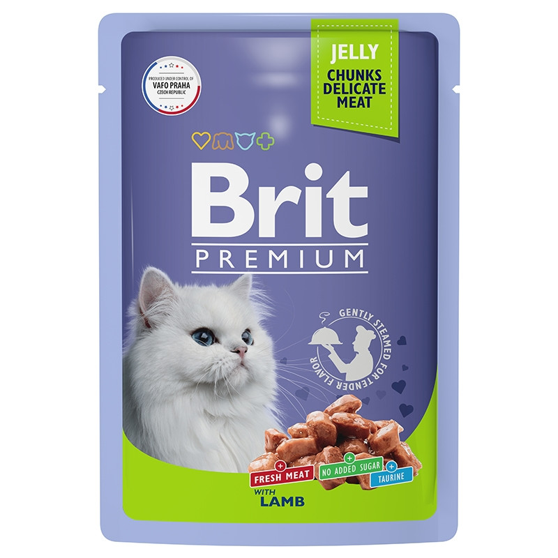 Brit Premium Jelly Кусочки с ягненком в желе для кошек 85 гр