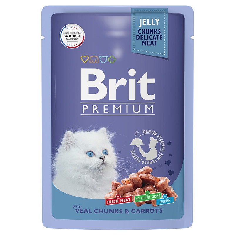Brit Premium Кусочки с телятиной и морковью в желе для котят 85 гр