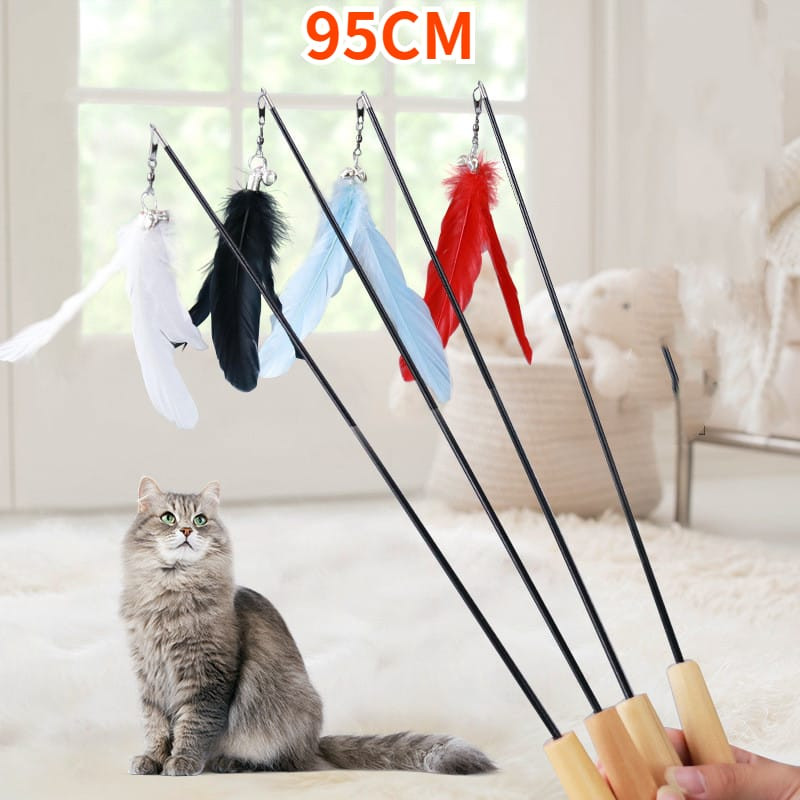 Игрушка для кошек Удочка с кожаными полосками, 65 см купить в Москве