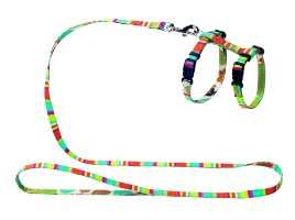 Hunter Smart шлейка с поводком для кошек и собак Stripes нейлон разноцветная