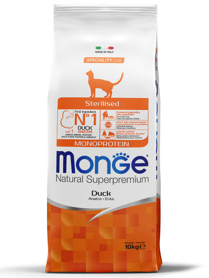 Monge Cat Monoprotein Sterilised корм с уткой для стерилизованных кошек