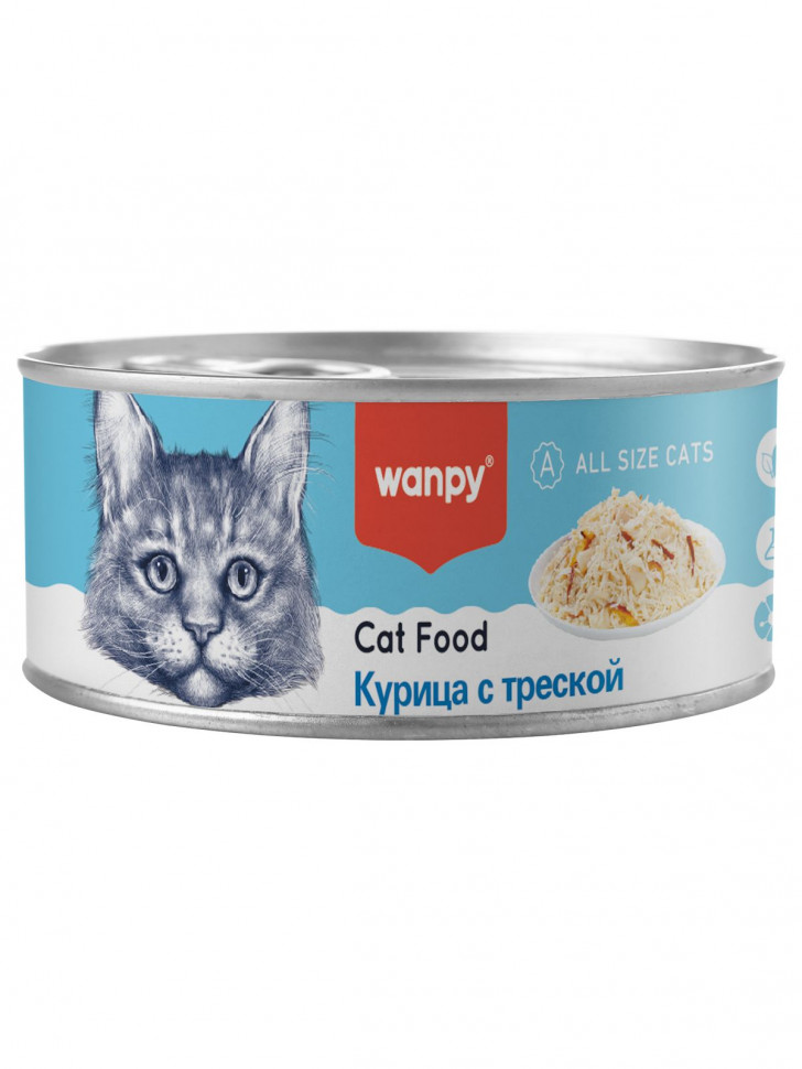 Wanpy Cat Консервы для кошек "Курица с треской" 95 г